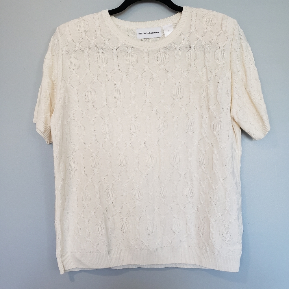 Alfred Dunner White Knit Sweater Padded Shoulders